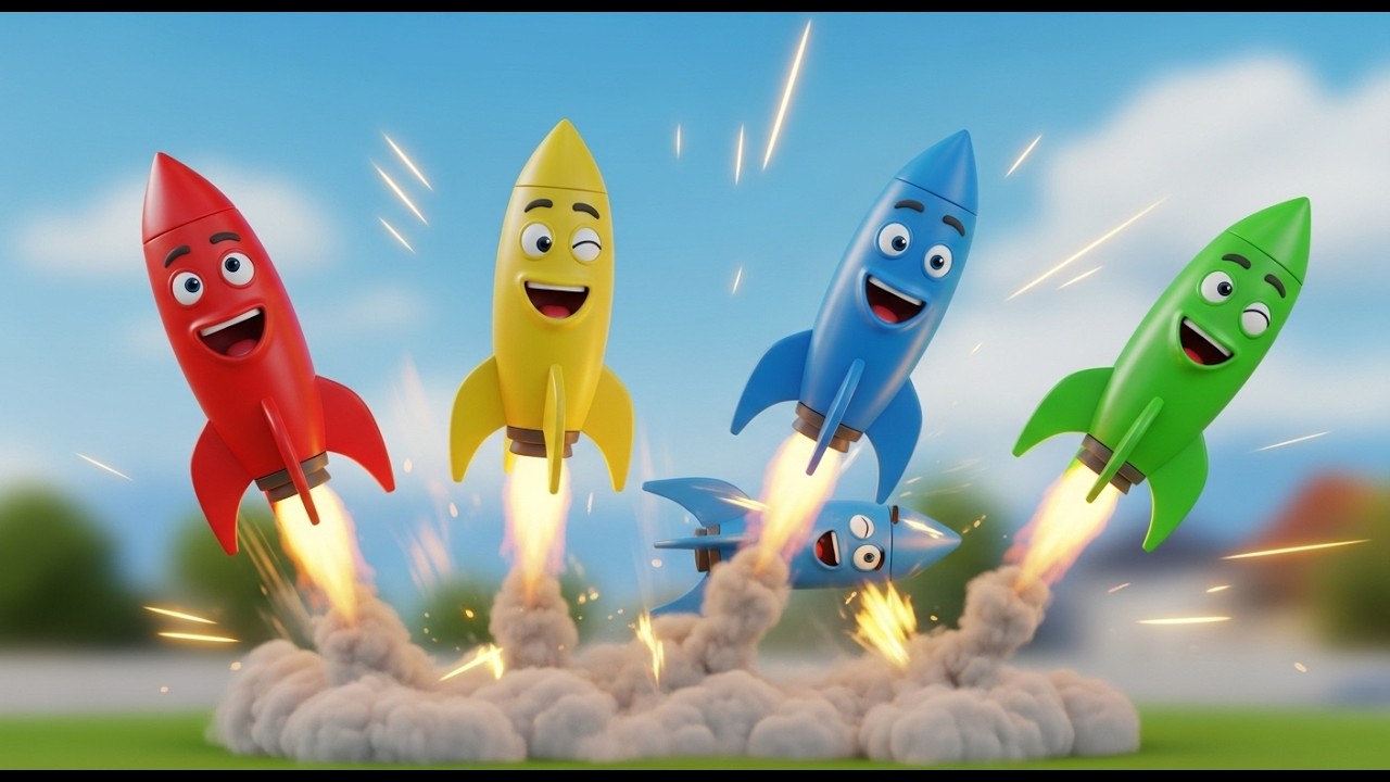 Four Little Toy Rockets Blast Blast Blast | Space Counting Song & Kids Adventures