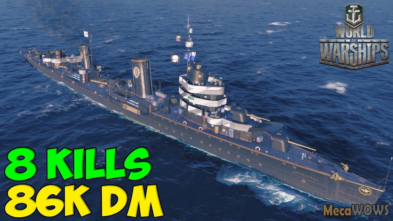 World of WarShips | Leningrad  | 8 KILLS | 86K Damage - Replay Gameplay 4K 60 fps