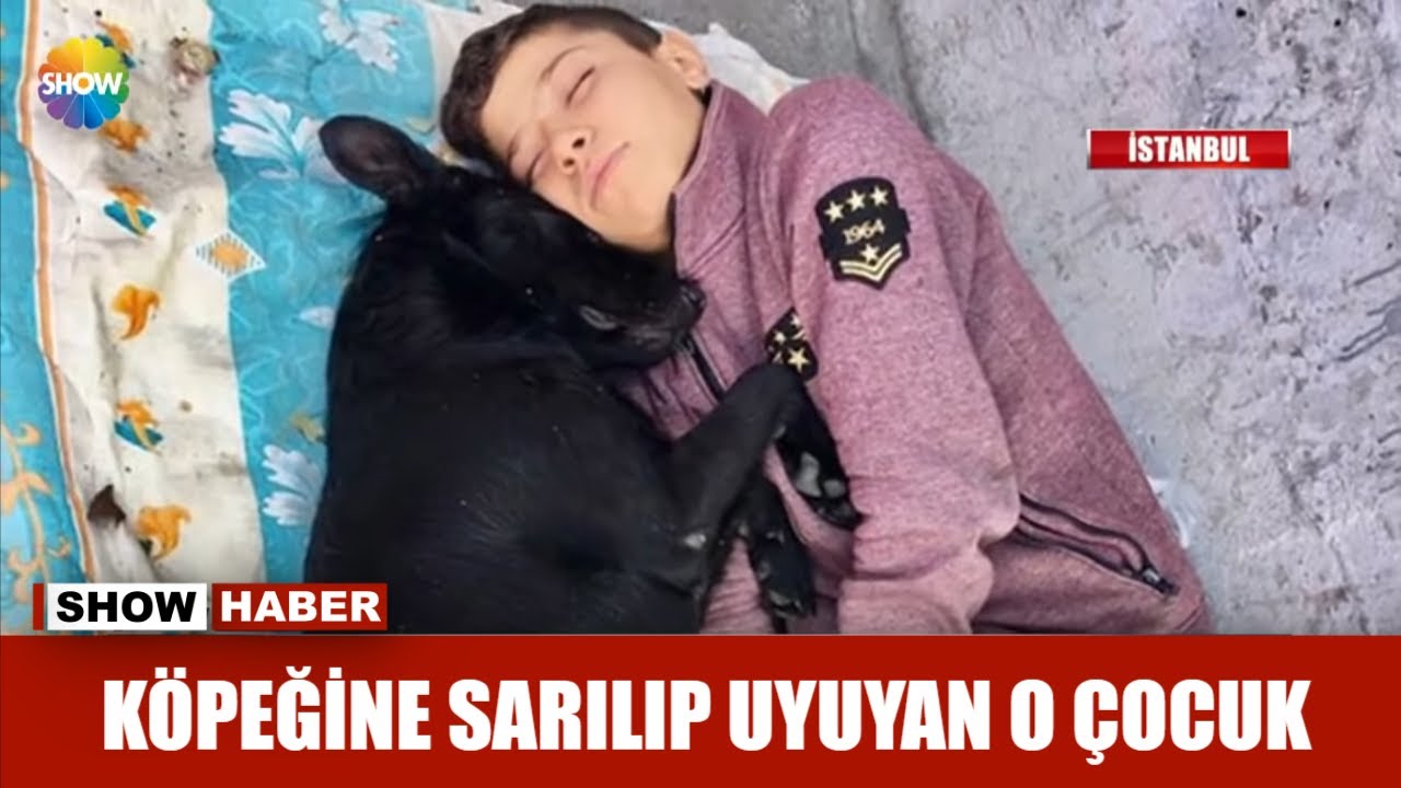 Köpeğine sarılıp uyuyan o çocuk