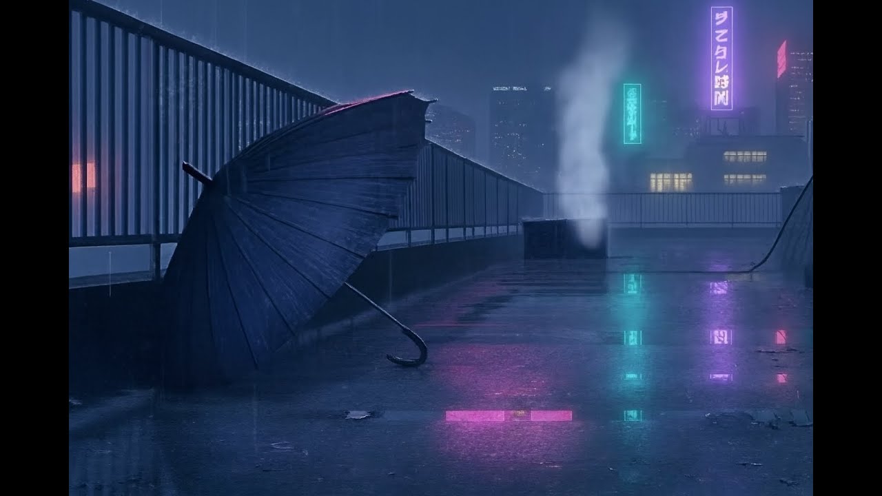 Lofi // Umbrella in the Mist // Rooftop Rain Reverie