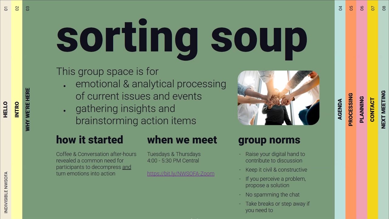 Sorting Soup: Turning Ideas Into Action - Join every Thursday, Zoom @5pm central 11/06