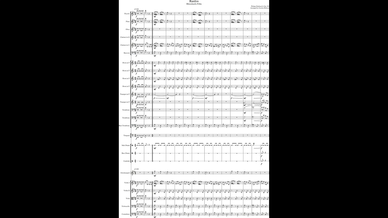 Philipp Fahrbach I, Rastlos, Blitzschnelle Polka, Op. 295, Arr. CPE Strauss