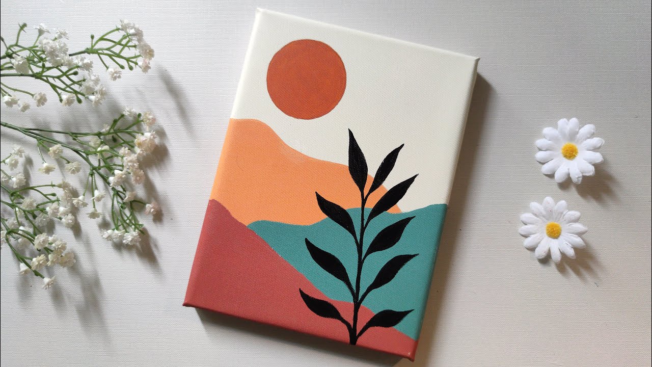 Aesthetic Boho Acrylic Painting - Boho Art Tutorial Step By Step - Easy Acrylic Canvas Painting