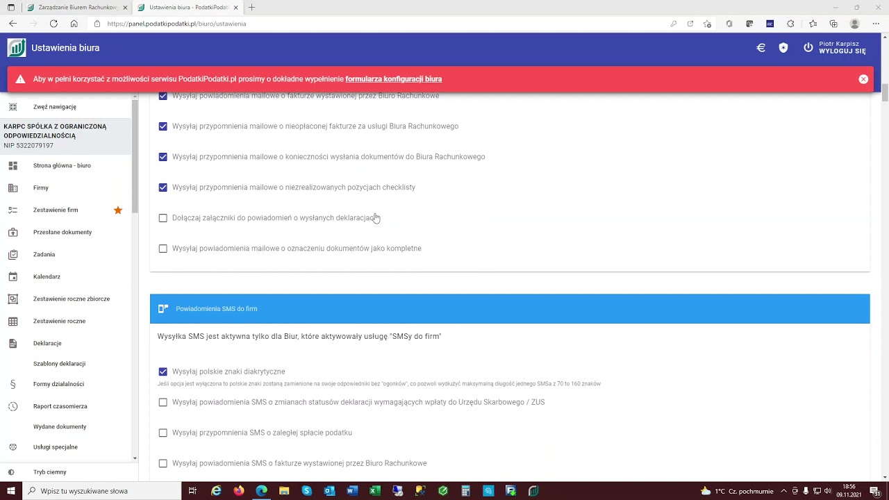 Rejestracja i konfiguracja Biura Rachunkowego w systemie PodatkiPodatki.pl