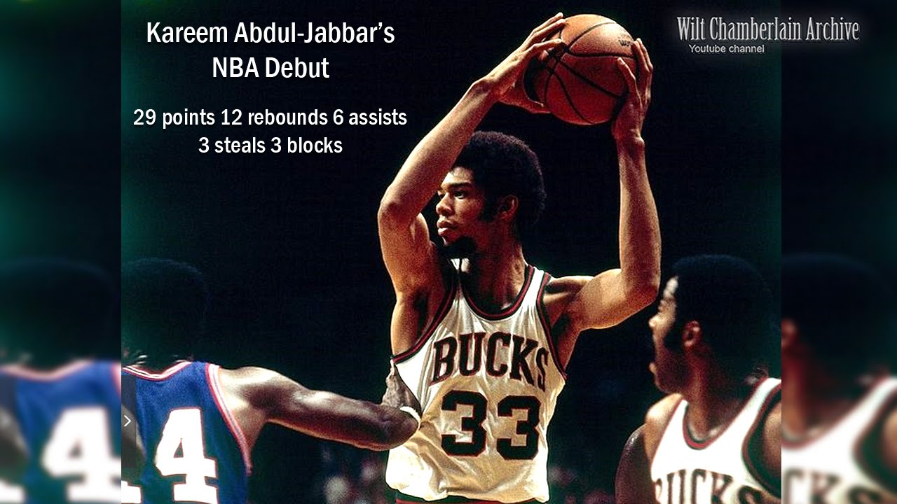 Kareem Abdul-Jabbar's NBA Debut 29pts 12reb 6a 4stl 3blk (Pistons at Bucks, 10.18.1969 Highlights)