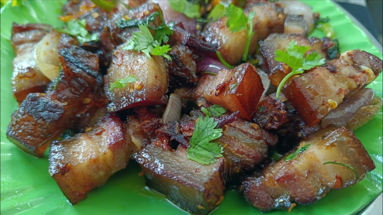 Smoked Pork dry fry । Smoked salted Pork belly । Smoke Pork ।