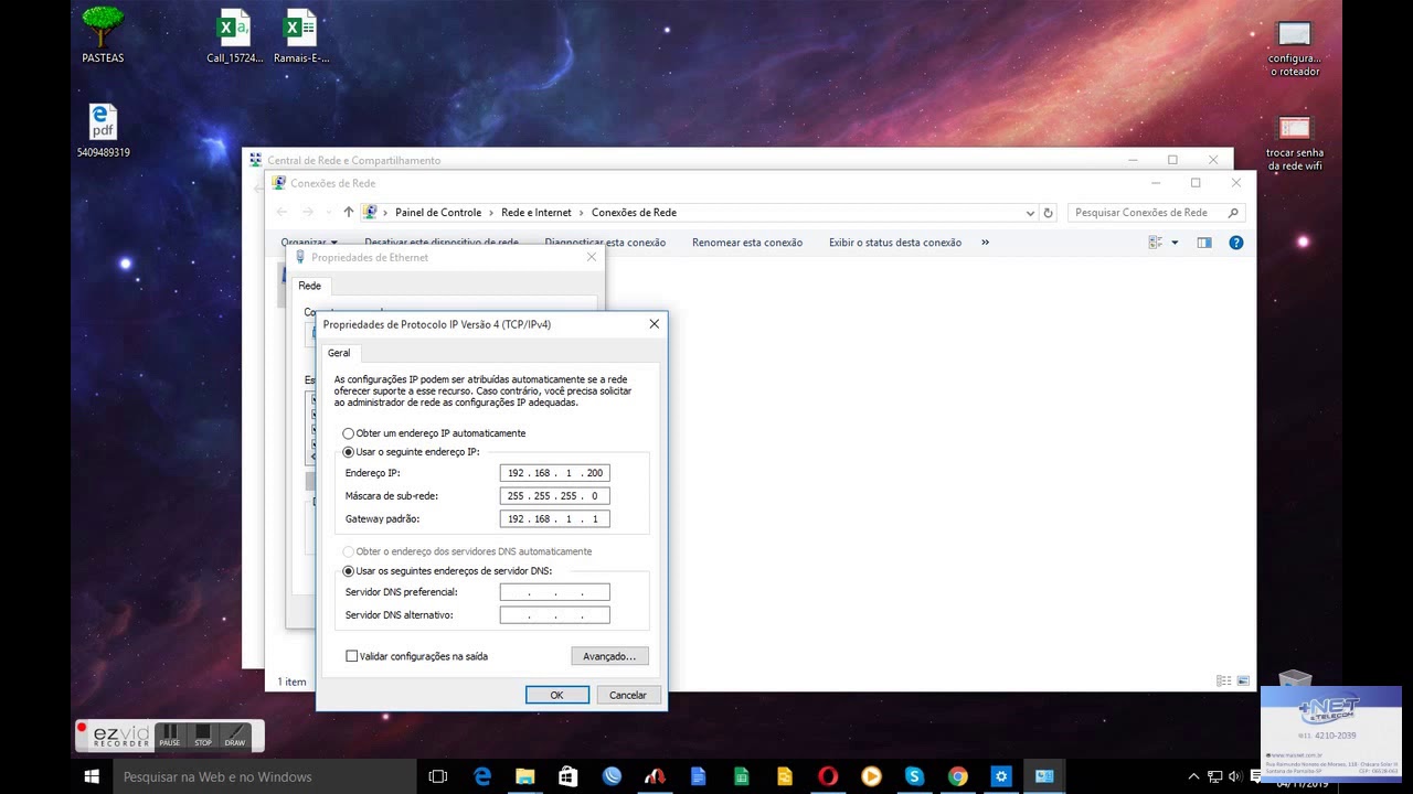 IP Fixo na plada de Rede