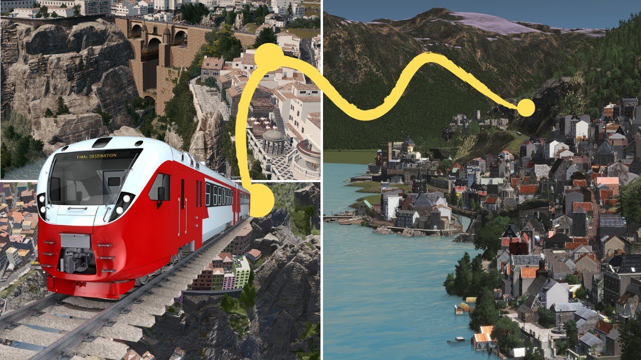 First person train ride through Europe - Cities Skylines - Cinematic