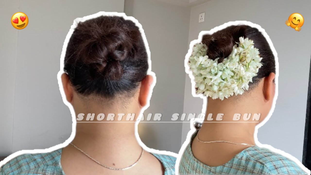 How to make single bun on shorthair😍|Tutorial| No bobby pins required🫣