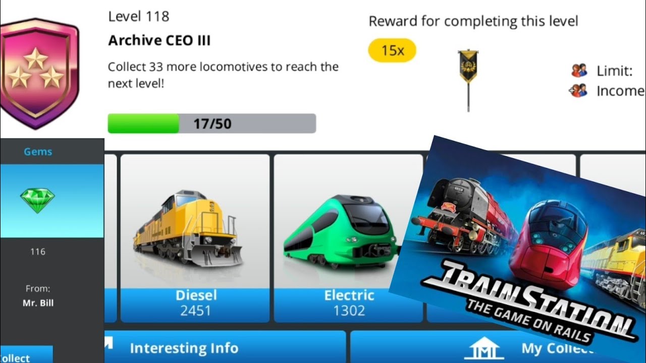 Museum level up and gift collect in trainstation game on rails