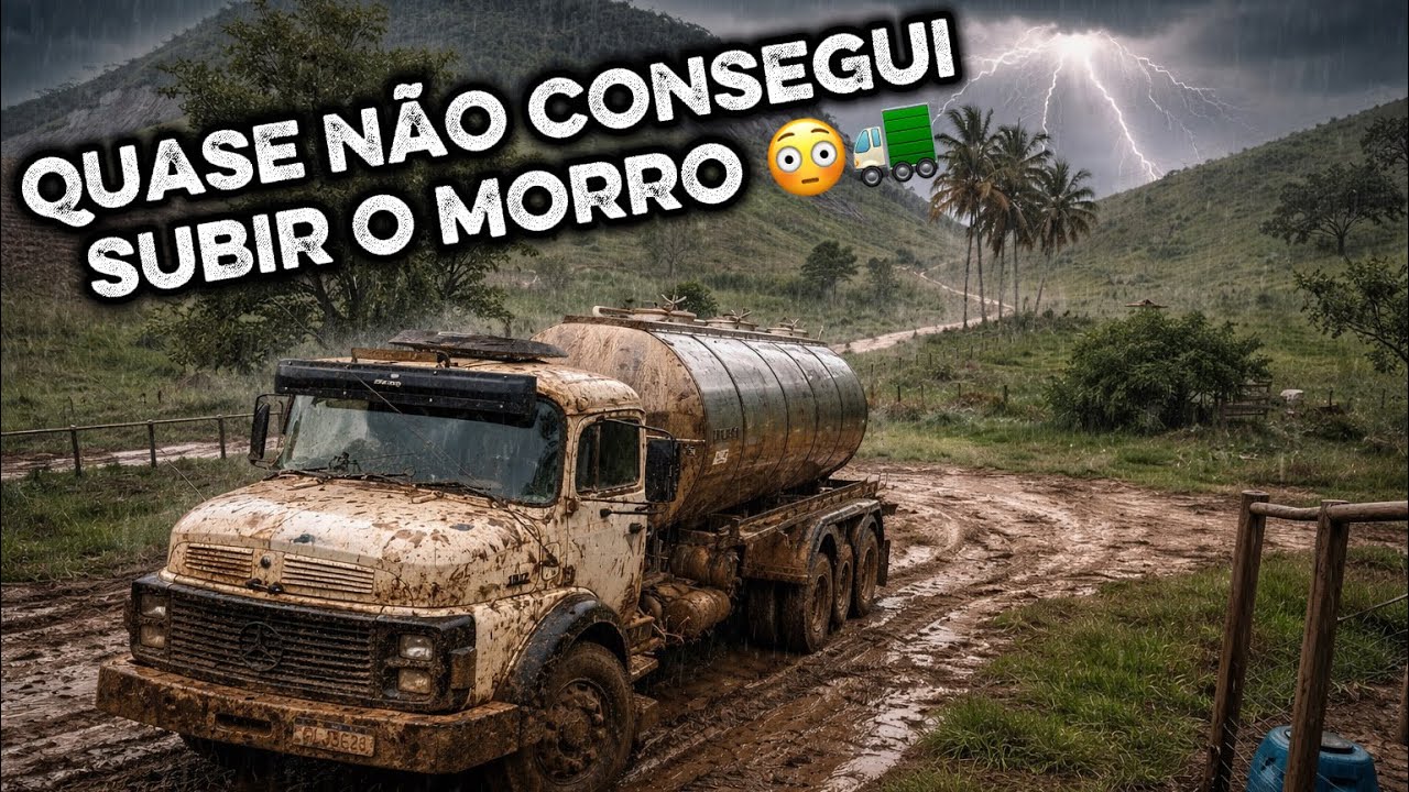 Quase não consegui subir o morro com o truck 😳🚛 dia de chuva na lida do suco da mimosa 🇧🇷