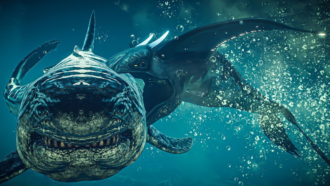 Glow Whale vs Ark Megalodon Shark, Mosasaurus & All marine reptiles | Jurassic World Evolution 2