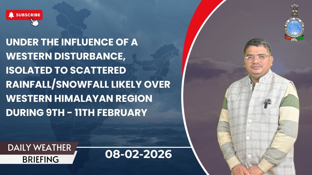 WD likely to bring, isolated to scattered rain/snow over Western Himalayan region during 9-11 Feb