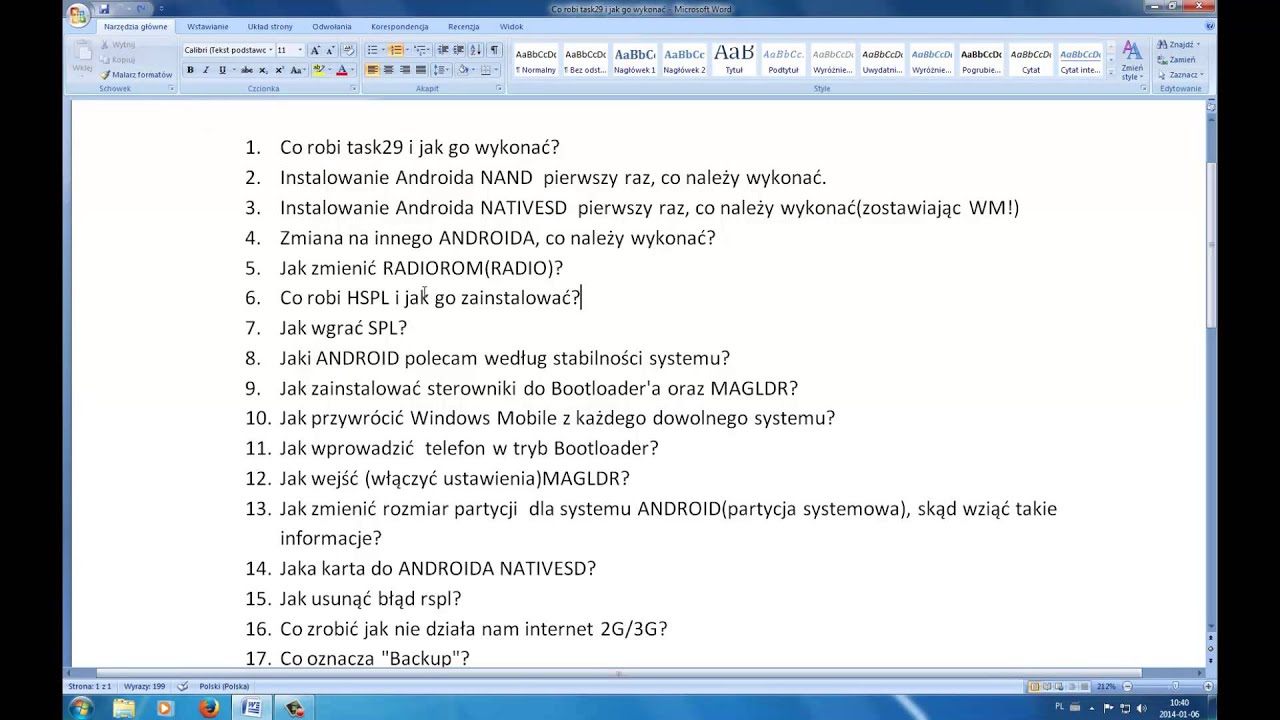 Najczęściej Zadawane Pytania HTC HD2 ANDROID MAGLDR WP7 WM 6.5 Bootloader SD CWM TASK29