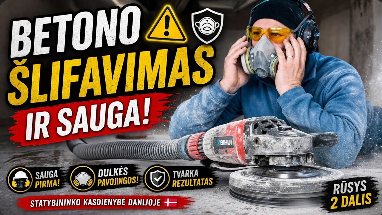 STATYBININKO DIENA 🇩🇰 | Betono šlifavimas, sauga ir smulkūs darbai. RŪSYS  (2 dalis)