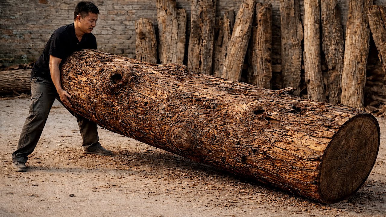 A brilliant idea from a young man. Transforming discarded tree trunks into unique masterpieces.