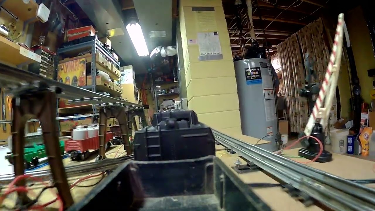 CAB RIDE! 13 minutes on the Lionel smoking steam 5x8 double reverse layout.