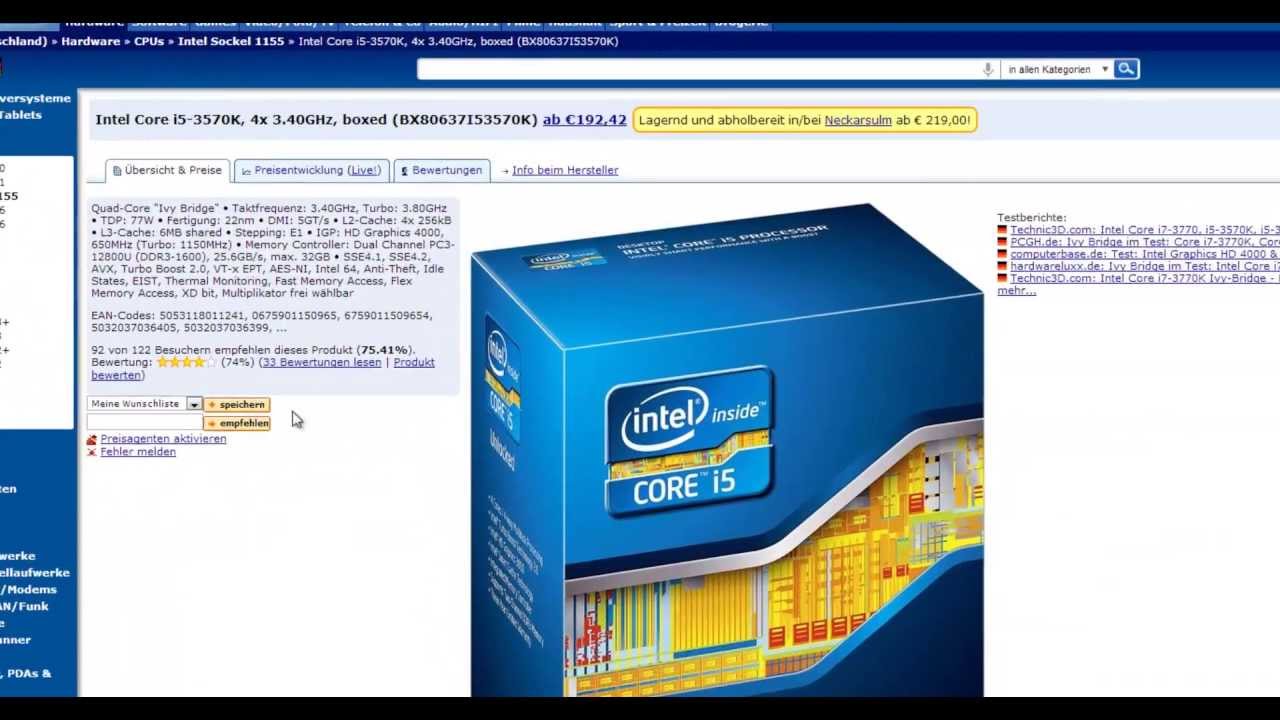 Preisvergleich bei mehreren Produkten mit geizhals.de durchf&uuml;hren