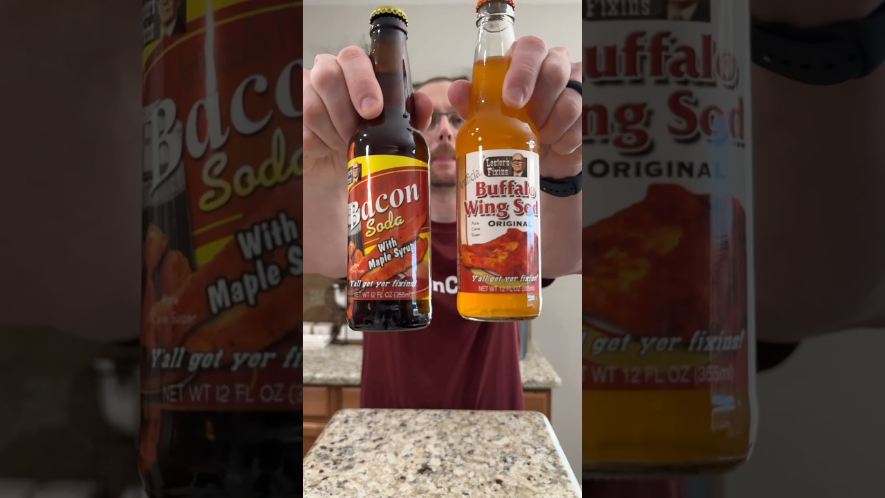 Lester&rsquo;s Fixins Bacon Soda & Buffalo Wing Soda! Let's go! #shorts #lestersfixins #chug #chugging
