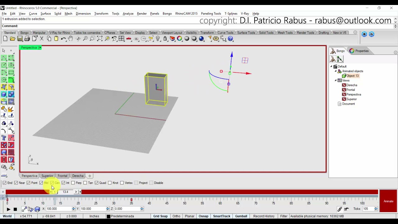 Animación Rhinoceros - Bongo