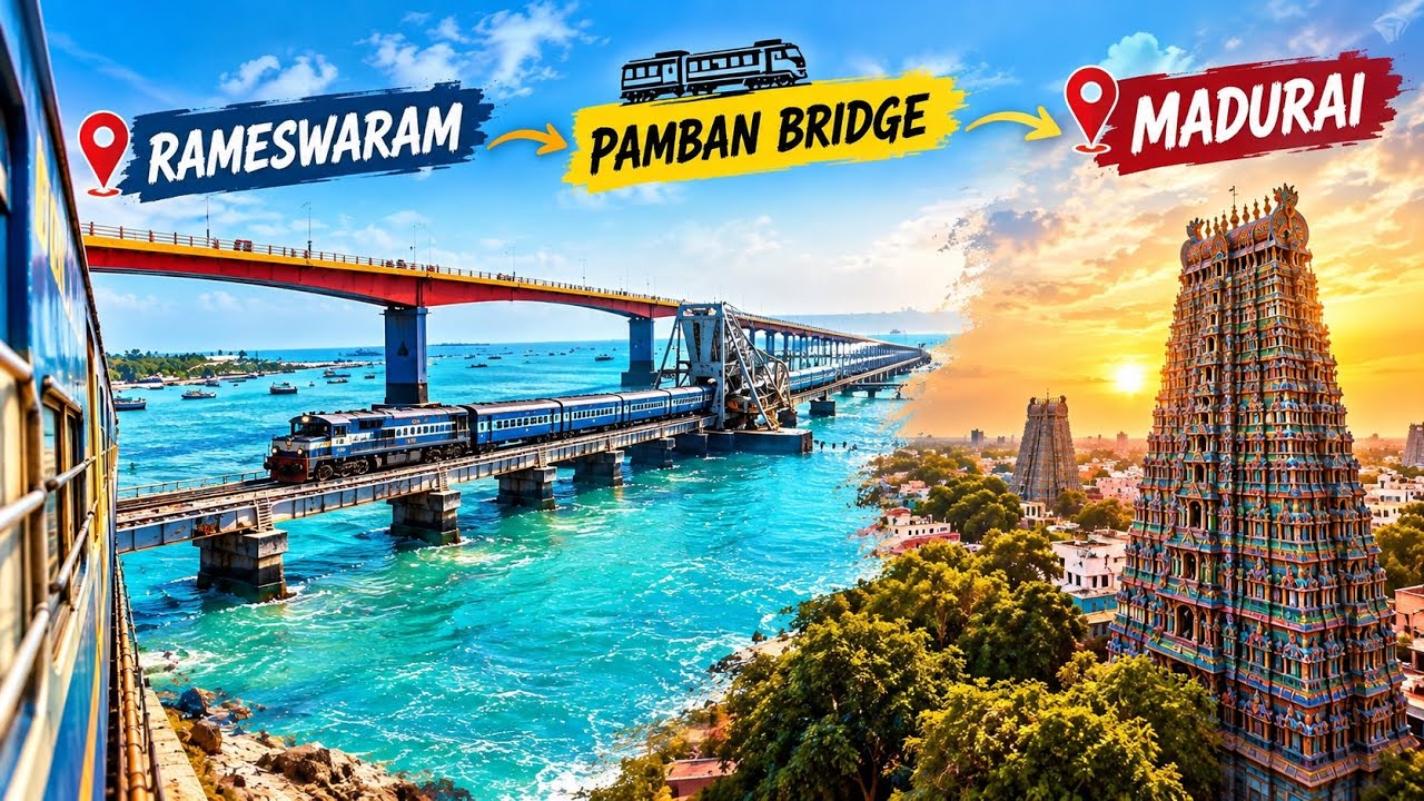 പാമ്പൻ പാലത്തിന് മുകളിലുടെ! രാമേശ്വരം - മധുരൈ ട്രെയിൻ യാത്ര