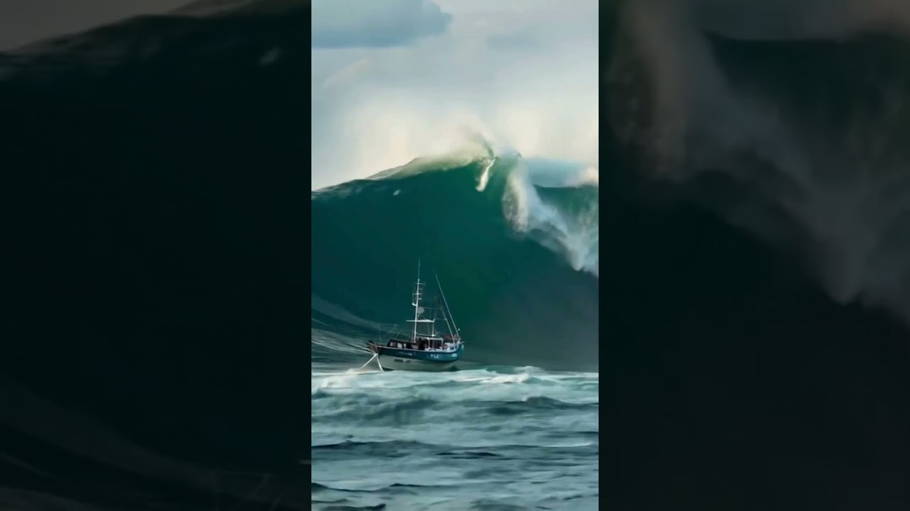 Can This Small Boat Survive a Massive Wave? #ship #scaryocen #bigwaves