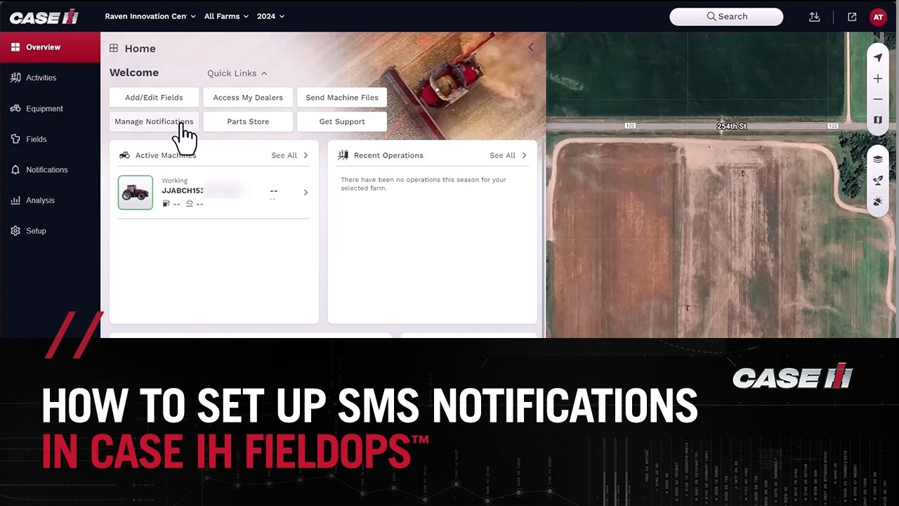 How to setup SMS notifications in Case IH FieldOps