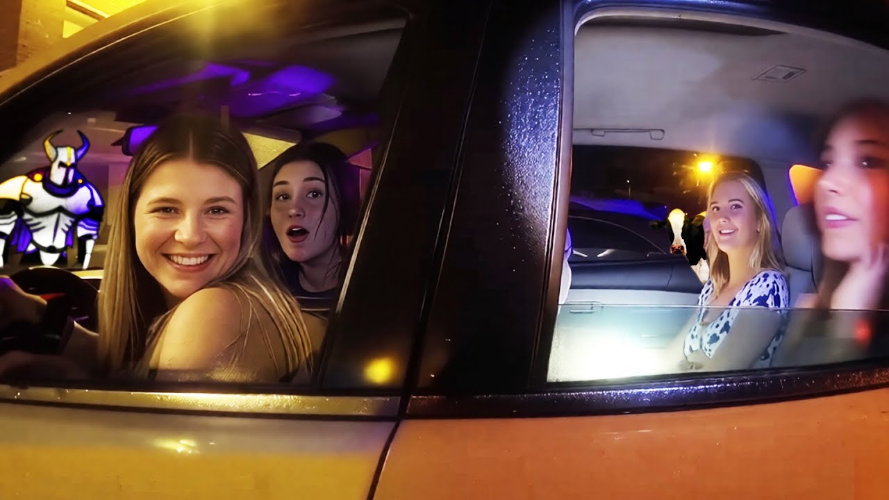 Four Jiggly College Girls Boozing and Cruising Around Town!