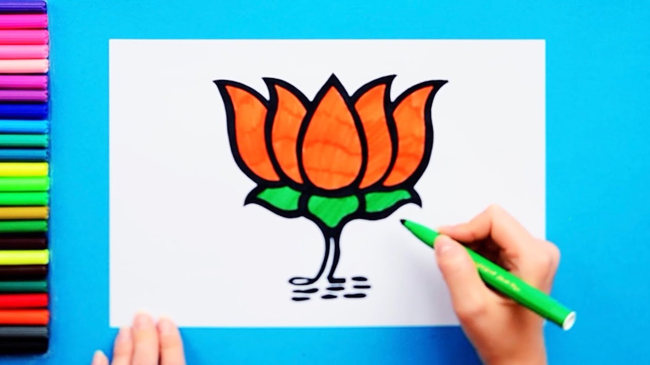 How to draw BJP lotus/kamal symbol (India Political Parties)