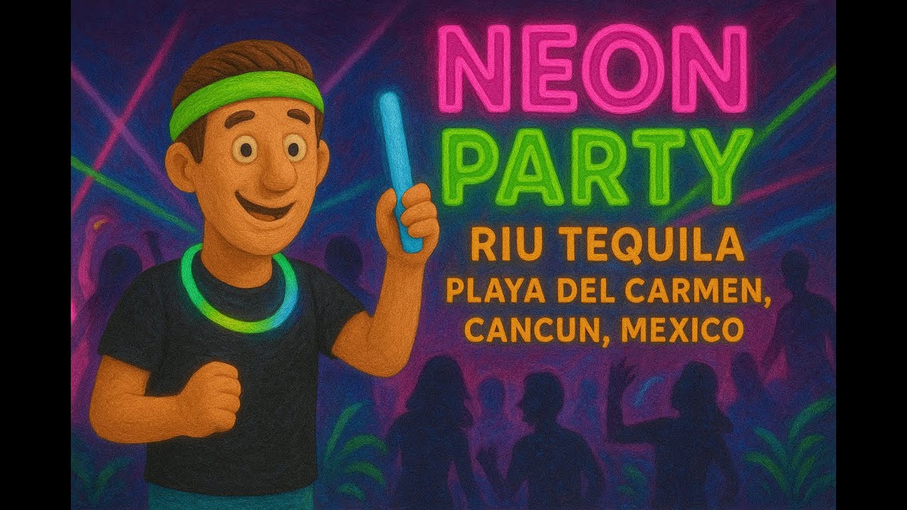 Neon Party at Riu Tequila | Playa del Carmen I Cancun I Mexico I Nightlife in 4K | London Learners