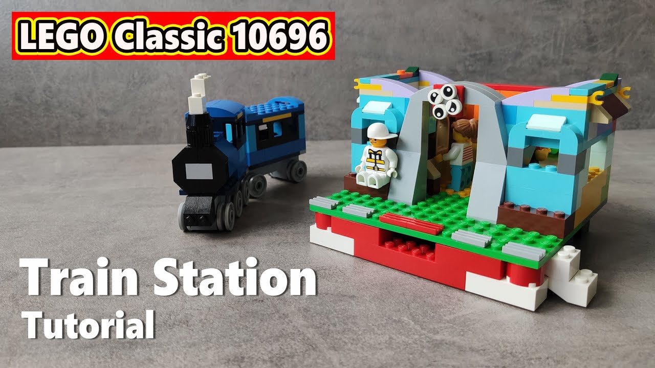 Lego Tutorial TRAIN STATION (moc) | LEGO Classic 10696
