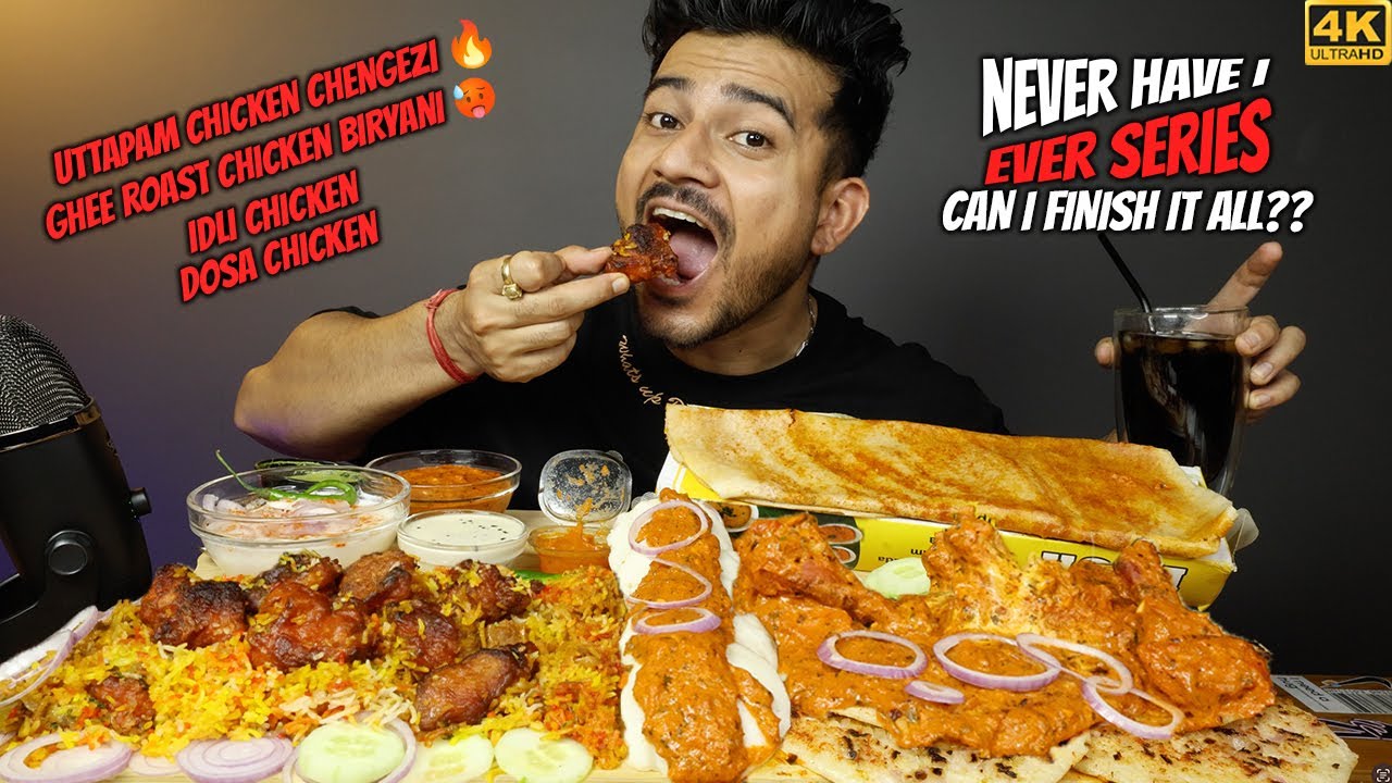 GHEE ROAST CHICKEN BIRYANI, CHICKEN CHENGEZI WITH MYSORE DOSA, IDLI, ONION UTTAPAM, RAITA MUKBANG