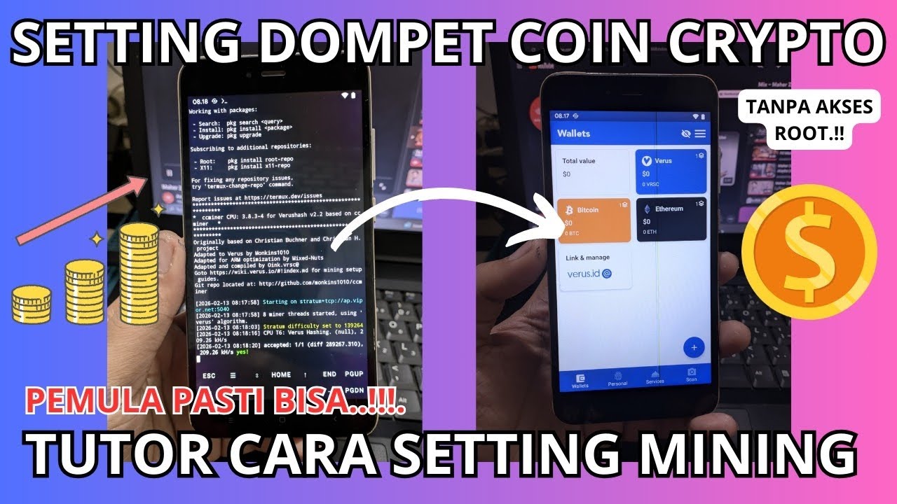 CARA BUAT DOMPET DAN AUTO MINING⛏️ COIN CRYPTO 🪙 | PART 4  MINING COIN