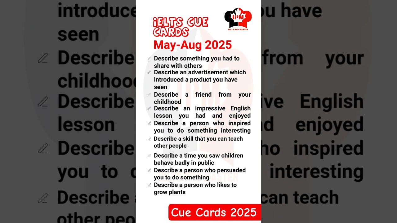 New Cue Card May 2025-Aug 2025 | IELTS Speaking Part 2