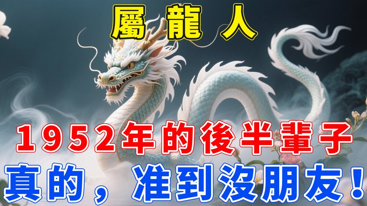 屬龍人一生宿命，尤其是1952年的！早年一把辛酸淚啊！晚年後福無窮！1952年屬龍人的後半輩子，真的，准到沒朋友！【福慧生肖】#生肖 #運勢 #風水 #財運 #命理