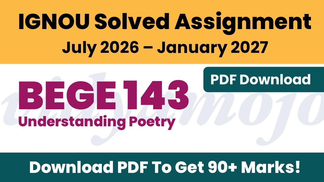 IGNOU BEGE 143 Solved Assignment 2026-27 PDF Download | BAG BAEGH BA English