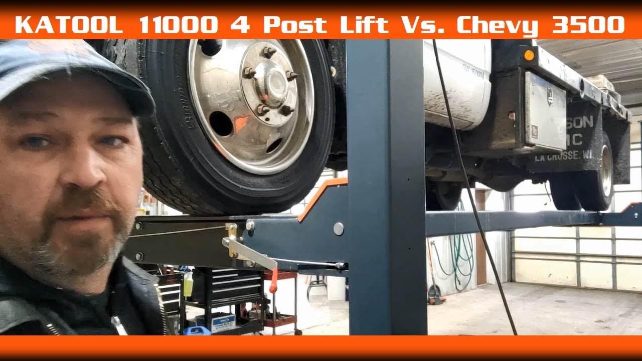 KATOOL 11000 lbs. 4 Post Lift vs. Chevy 3500 Dully Flatbed #autorepair #friday