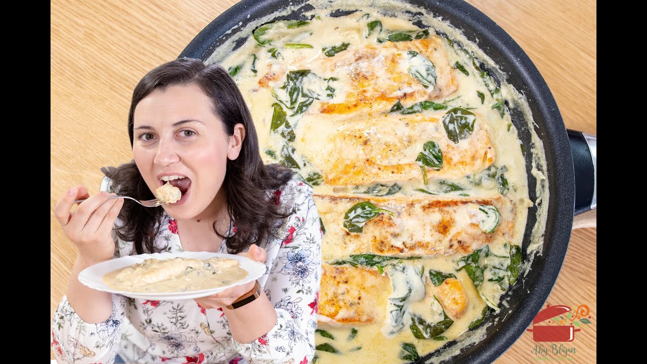 SOMON CU SPANAC IN SOS ALB! - Delicios #somon #abyblajan #reteteaby