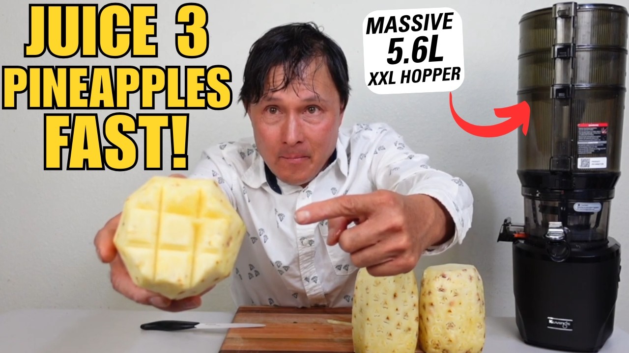 Juice 3 Pineapples in Minutes with the Kuvings Auto10 XXL 5.6L Hopper