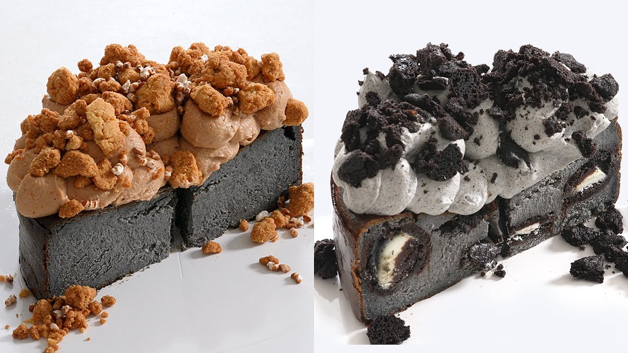 흑임자 바스크 치즈케이크. 달지 않고 맛있는 레시피 Black Sesame Basque Cheesecake