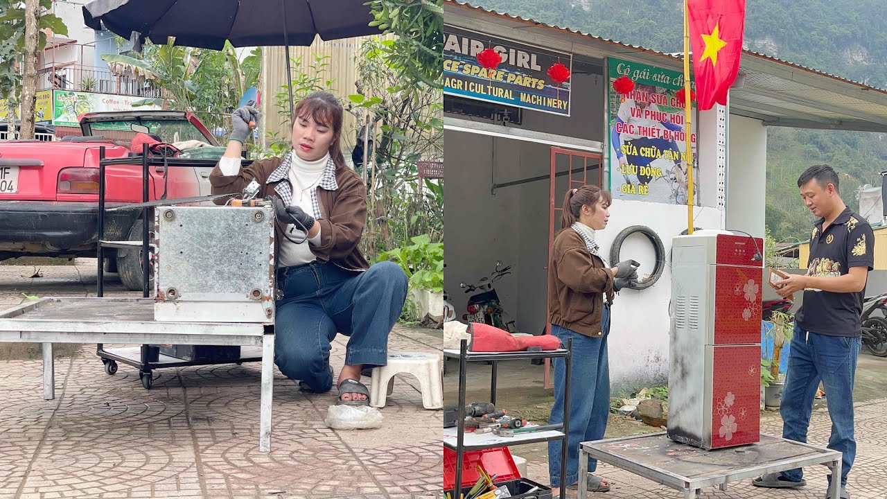 She Fixed Her Neighbor&rsquo;s Broken Hot & Cold Water Dispenser &ndash; Amazing Repair Skills!