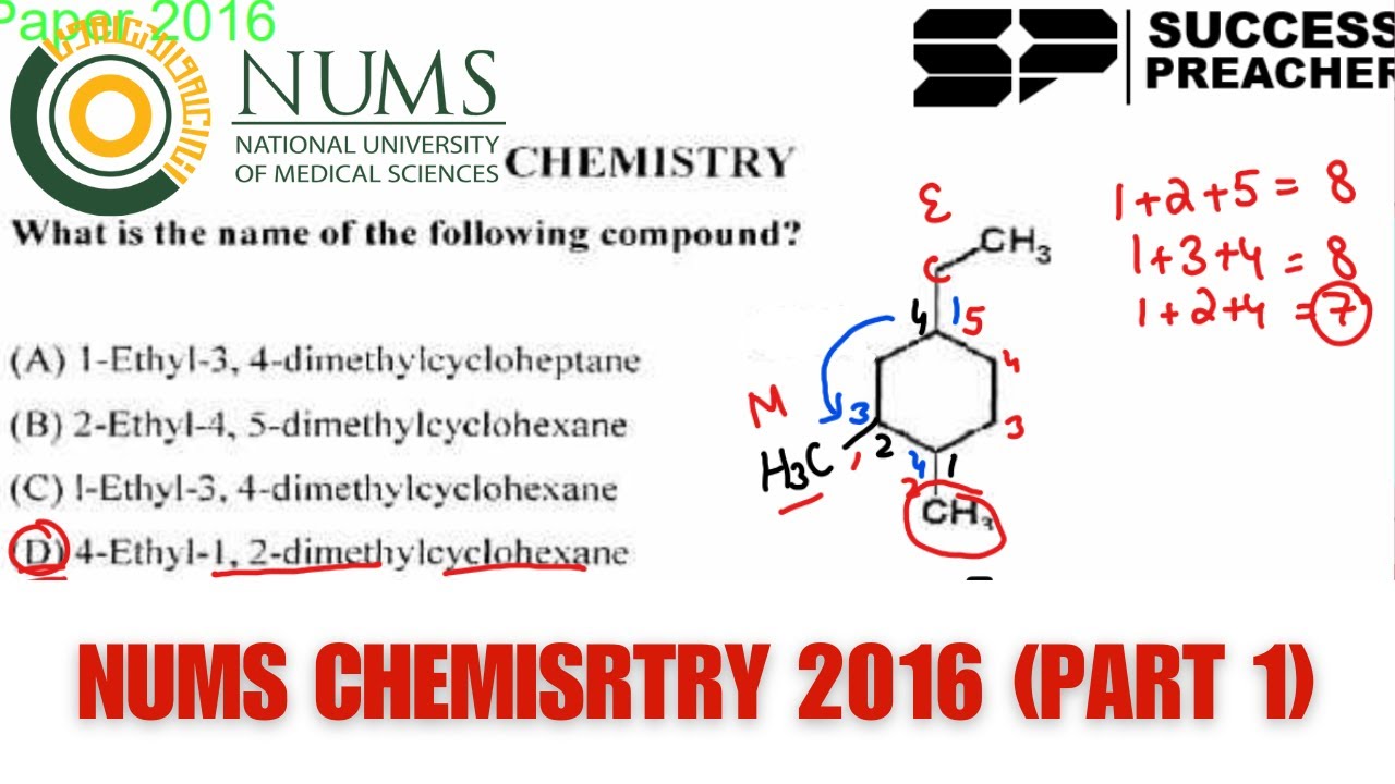 NUMS 2016 Chemistry | NUMS Past Paper Discussion | NUMS Answer Key