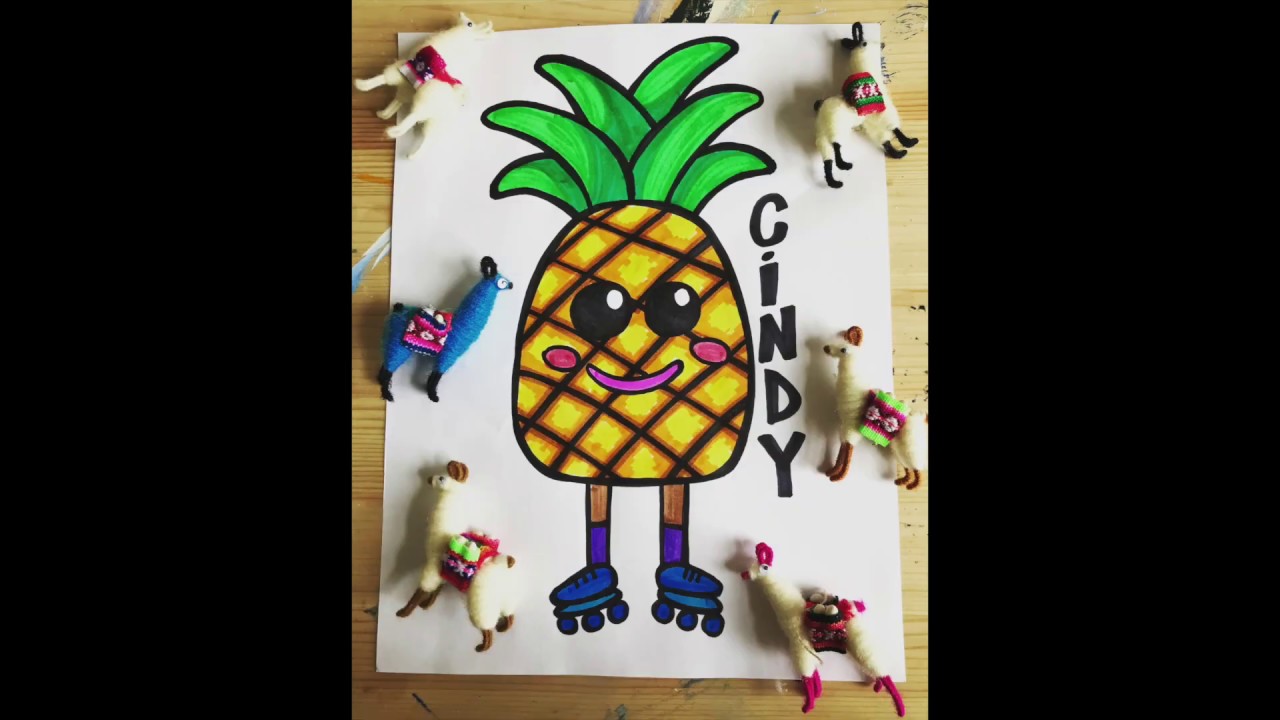 Drawing with Decorah (Pineapple on Rollerblades)