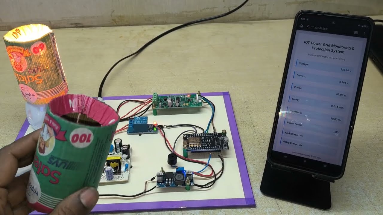 IOT based Smart Grid Monitoring System 🔌💡| Electrical Power Measurement with Fault Detection