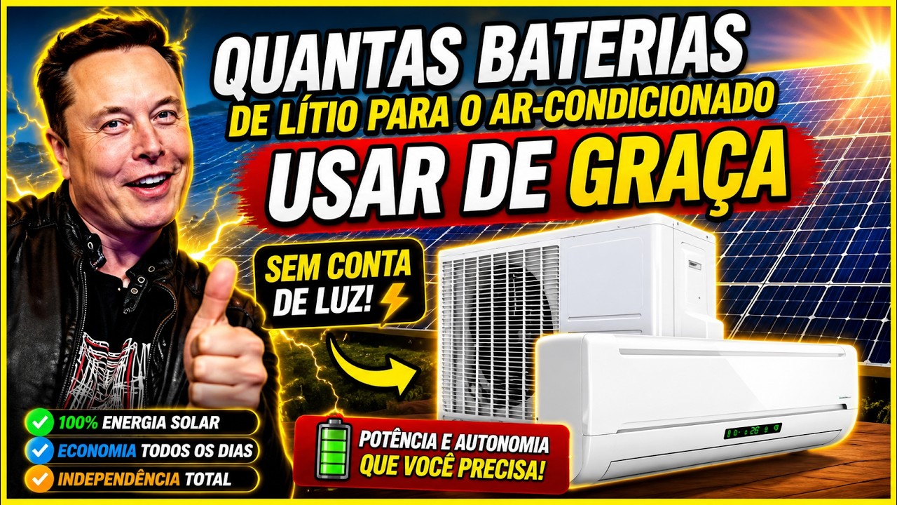 Quantas BATERIA DE LÍTIO  e PLACA SOLARES  preciso para manter meu ar-condicionado  a noite 🌙 toda