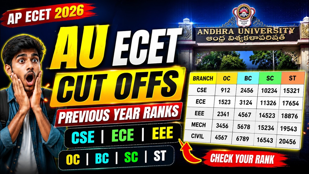 AU ECET Previous Year Cutoff Ranks | Andhra University Branch Wise Analysis | CSE ECE EEE MECH