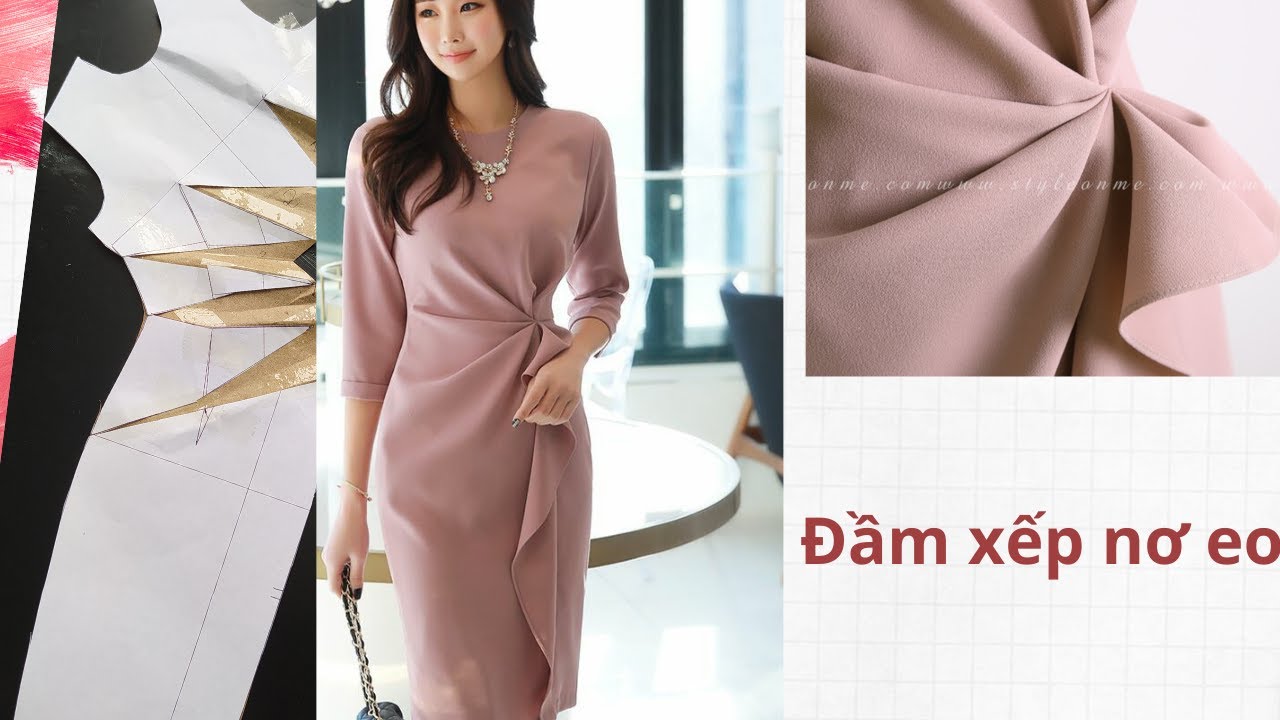 Cách thiết kế đầm xếp nơ eo cực dễ
