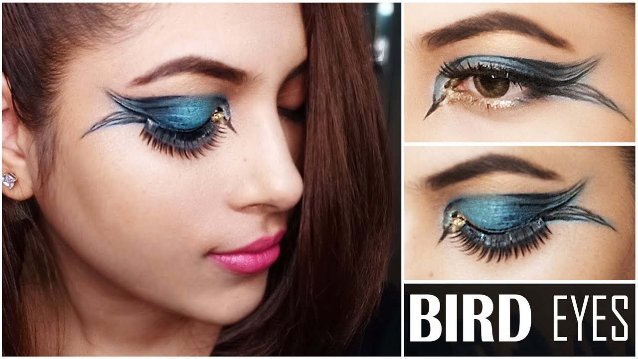 BIRD EYE Halloween Makeup | How To Do Kingfisher Bird Print Eyeshadow Makeup | Riami