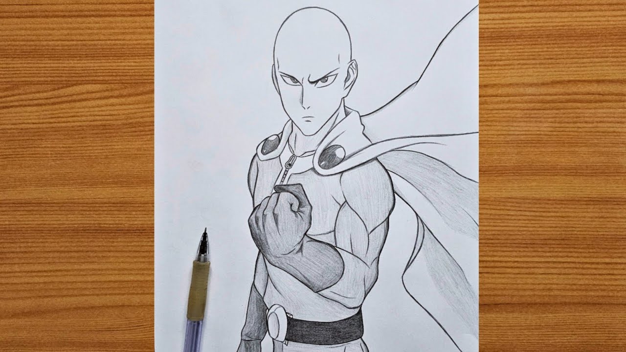 How to draw Saitama from One-Punch Man | Saitama full body step_by_step | Easy anime tutorial ideas