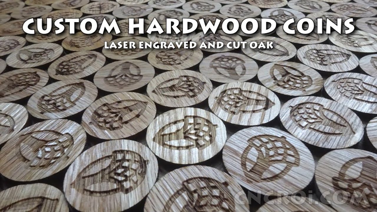 Custom Hardwood Coins: Laser Engraved & Cut Oak
